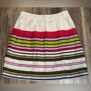 LOFT Pleated Skirt with Multicolor Stripes